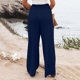 thumbnail image 4 of Pantalones de lino Gibobby palazzo holgados de cintura alta y pierna ancha Navy XL, 4 of 5