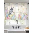 thumbnail image 2 of Easter Rabbit Sheer Curtains 54 Inch Length 2 Panels Set Window Treatments, Spring Colorful Eggs Wildflowers Leaves Rod Pocket Semi Curtains for Living Room/Bedroom/Kitchen Décor, 104"W x 54"L, 2 of 7