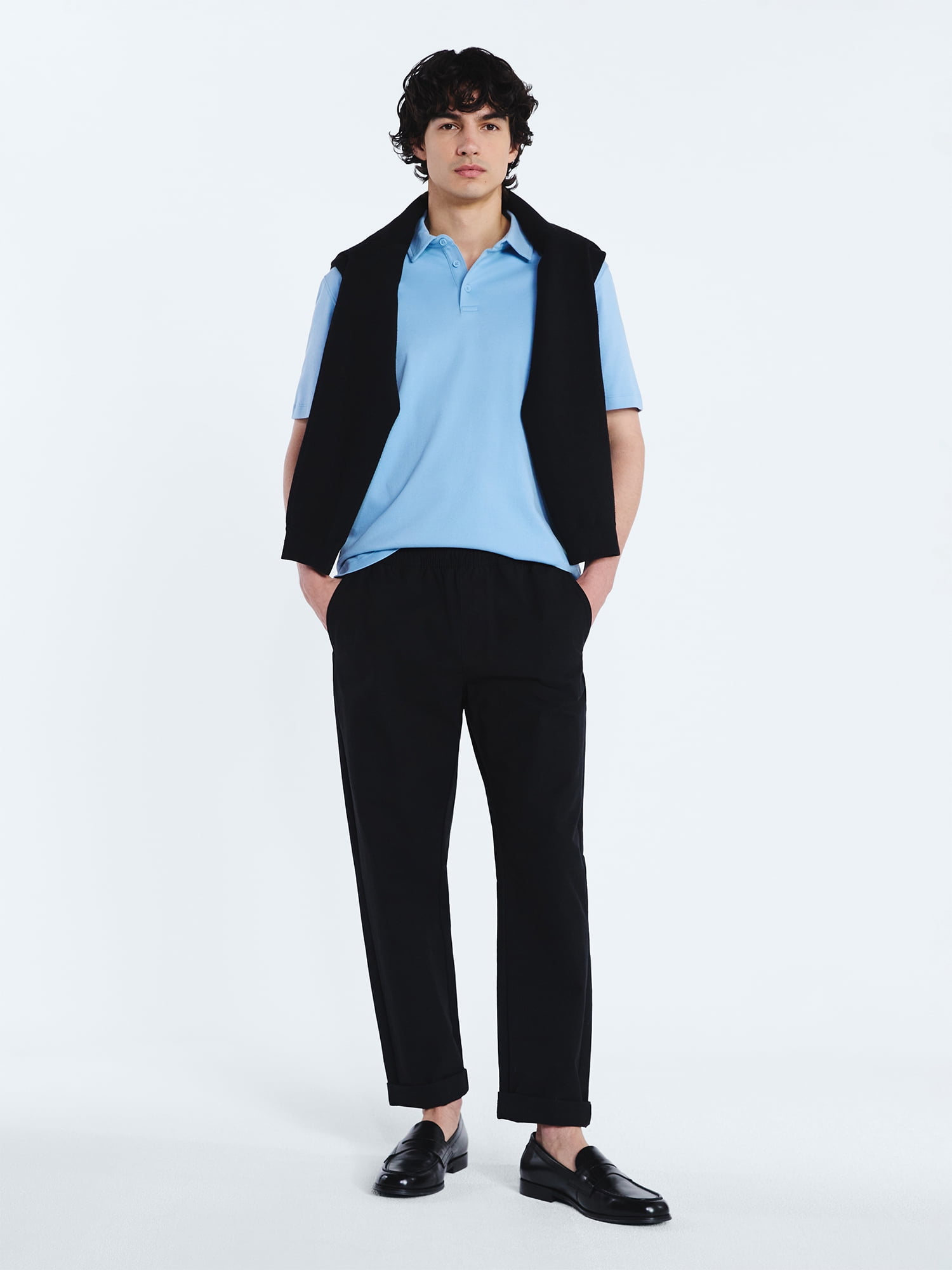 Free Assembly Mens Cotton Polo Shirt with Short Sleeves, Sizes XS-3XL