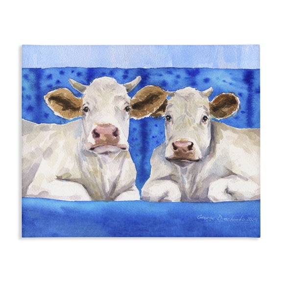 Stupell Industries White Cows on Blue Sofa Canvas Wall Art, design by George Dyachenko