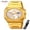Gold+Silver, variant on Watch for Men, Polygonal Steel Band Quartz Watch with Sub-Dials and Stopwatch, Date Display and Decorative Moon-Style Dial