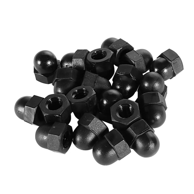 Tuercas hexagonales de cabeza de cúpula de nylon M6, negras, 20 piezas