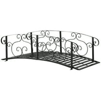 CoSoTower 6' Metal Arch Backyard Garden Bridge, Safety Siderails, Arc Footbridge for Backyard Creek, Stream, Pond, Black