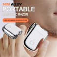 thumbnail image 2 of Waterproof Portable Mini USB Rechargeable Cordless Electric Rotary Men's Shaver,Double-Headed Shaver, 2 of 5