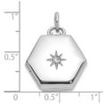 thumbnail image 2 of 925 Sterling Silver Rhodium Plated Polished Cubic Zirconia Star 16mm Hexagon Locket Locket Necklace for Women, 2 of 2