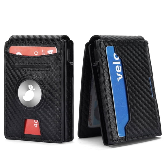 Laatikui Men's Airtag High-Grade Large Capacity Three Fold Leather Card Holder Wallet Purse