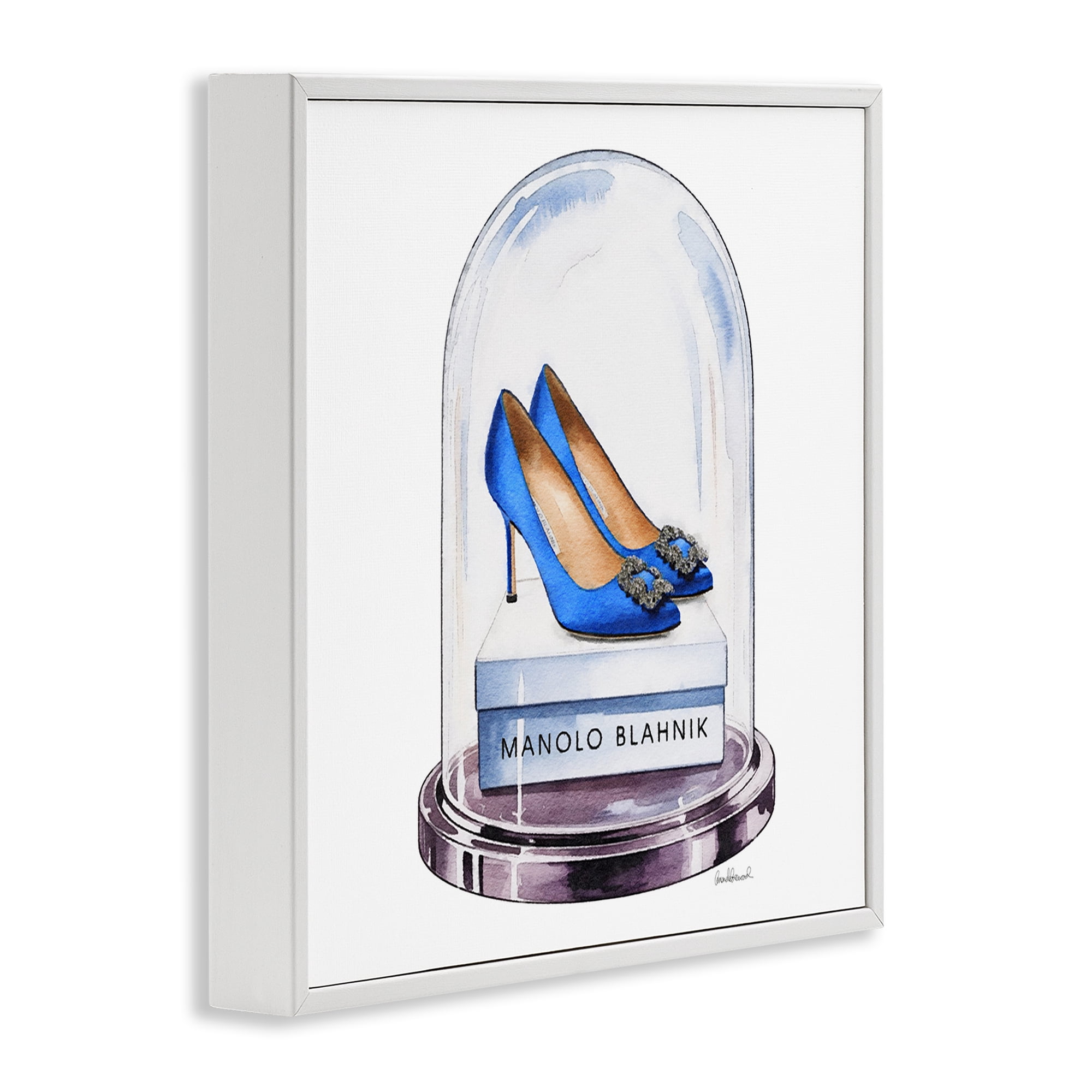 Stupell Industries Blue Heels in Bell Jar White Framed Giclee Art, design by Amanda Greenwood