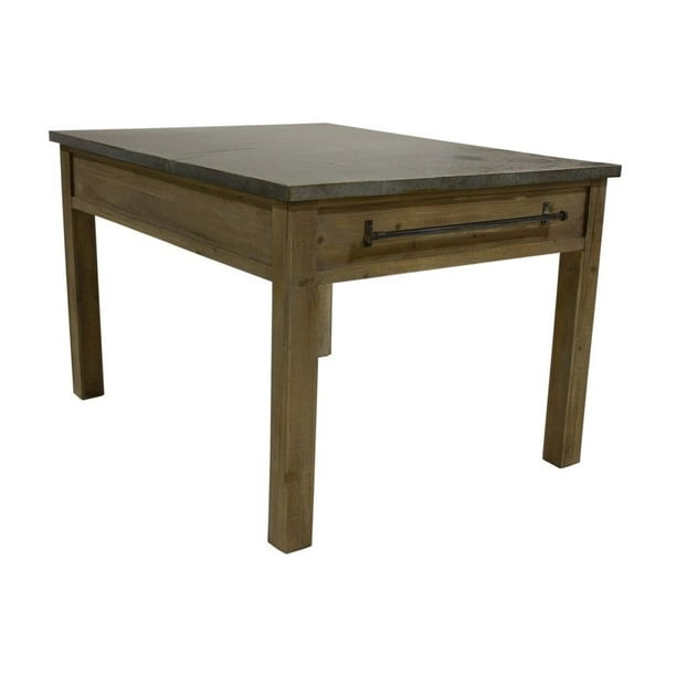47 Country Rustic Dark Brown Wooden With Metal Accent Square Coffee Table Walmart Com Walmart Com