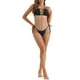 thumbnail image 2 of INSPIRAR CHIC Conjuntos de Bikini de Halter para Mujeres, 2 Piezas, Parte Inferior de Triángulo con Lazo, Trajes de Baño, Negro Mediano, 2 of 5