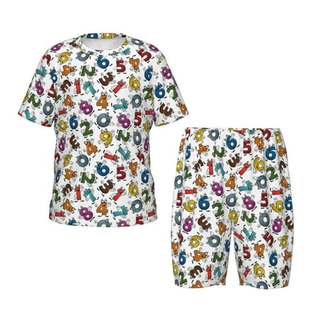 Luyuia Colorful Numbers Print Girls  2-Piece Tie-Dye Pajama Set  Cute Summer Loungewear with Shirt and Tank Shorts Nightwear-X-Large