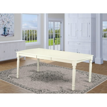 East West Furniture Dover Wood Butterfly Leaf Dining Table in Linen White