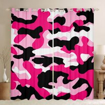 jejeloiu Camouflage Hunting Curtains Pack of 2 (42x84 Each),Pink White Black Curtains Blackout For Girls Kids