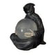 thumbnail image 3 of Estatua que representa al dios de con una esfera de cristal, luz, negra, gótica, escultura inquietante para jardín, mesa o repisa de chimene, 3 of 9