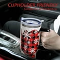 thumbnail image 6 of 40 Oz Christmas Buffalo Plaid Tumbler with Handle & Straw - Insulated Stainless Steel Travel Mug, White Snowflake Design - Holiday Gifts for Men & Women, 6 of 6