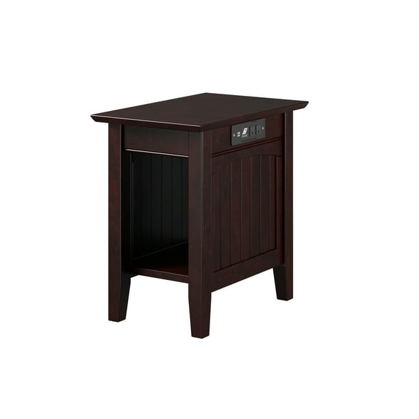 Nantucket Chair Side Table with Charging Station in Espresso