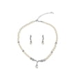 thumbnail image 1 of Women's Victorian Inspired Silver Tone Faux Ivory Pearl Rhinestone Bridal Necklace Earring Set, 1 of 5