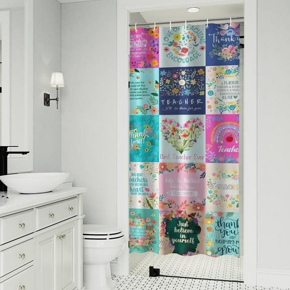 Pioneer Flower Floral Print Pattern Shower Curtain 36"x72" ,Bathroom Decorative Shower Curtains Set with 12 Hooks,Modern Waterproof Washable Shower Curtain