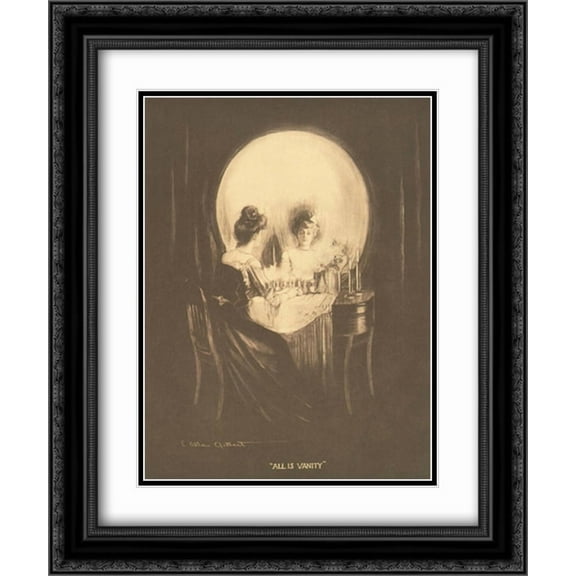 FrameToWall - All Is Vanity 2x Matted 15x19 Black Ornate Framed Art Print by C. Allan Gilbert