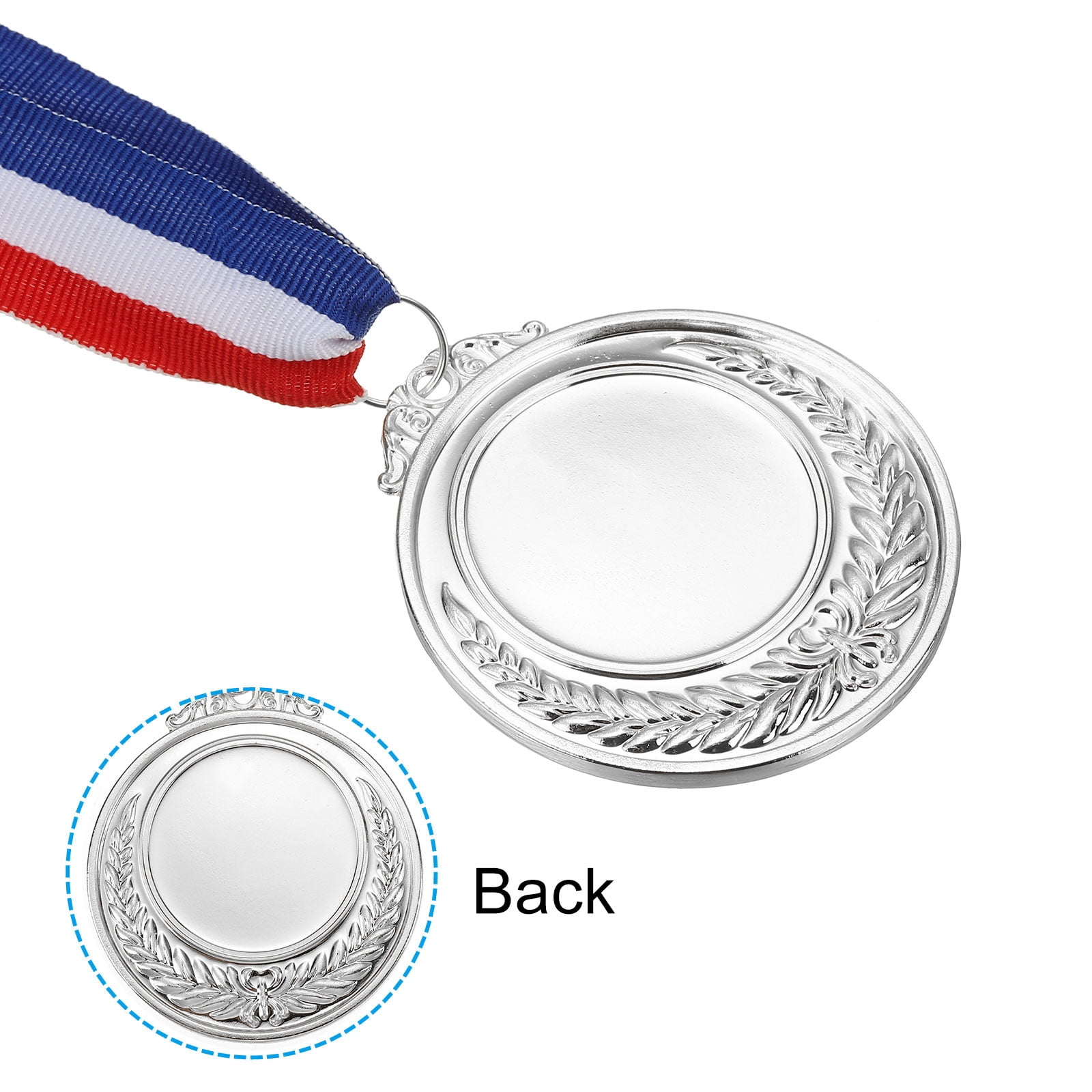 Uxcell Blank Award Medals, 10 Pack Silver Award Medal with Neck Ribbon, Make Your Medals Kit