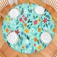 thumbnail image 2 of Pioneer Flower Floral Print Pattern Round Fitted Tablecloth with Elastic Edge,Dining Table Cover Waterproof,Outdoor Round Tablecloth for Camping,Dining,Indoor and Outdoor, 2 of 7