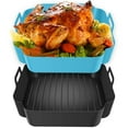 thumbnail image 1 of 2Pcs Air Fryer Silicone Pot with Handle Reusable Air Fryer Liner Heat Resistant Air Fryer Silicone Basket Square Baking Tray Air Fryer Accessories Liners Baking Pan, 1 of 9