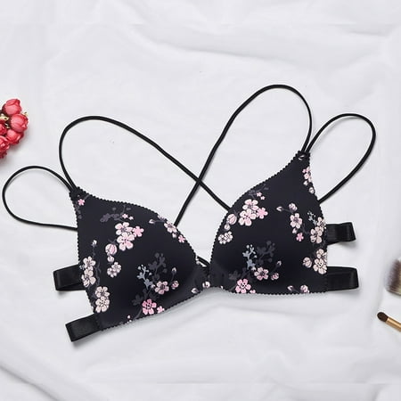 

Feiona Women Back Beauty Floral Print Bra Front Closure Wire Free Fashion Bra Sexy Padded Bralette Lingerie Push Up Bras Underwear
