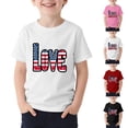 thumbnail image 2 of MKOSPLRT Kids Patriotic Graphic Tee, 4th of July American Flag Print Crew Neck Short Sleeve T-Shirt with Fun Designs White 7-8Years, 2 of 6