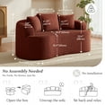 thumbnail image 2 of COOLHUT 65" 3 Seater Sofa Couch, Plush Floor Sofa Couch with Cozy Cushions & 3 Pillows, Curved Back Teddy Fabric Sofa for Living Room, Small Space, Red (Sofa-in-a-Box), 2 of 11