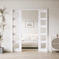 thumbnail image 3 of 64" X 96" Frosted Glass 5-Lite Sliding Pocket Door White Standard Door with Hardware Kit Set, 3 of 8