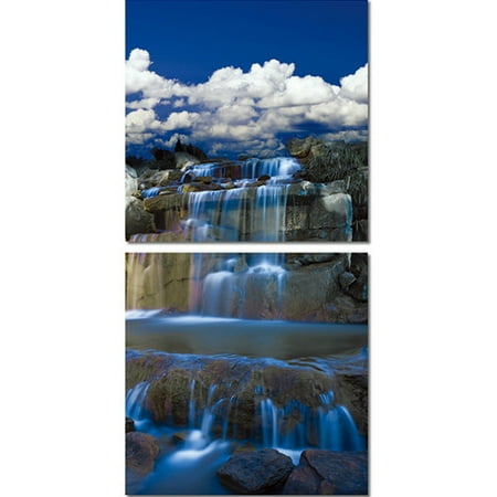 Wholesale Interiors Baxton Studio Cobalt Cascades 2 Piece Framed Photographic Print on Canvas Set