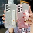 thumbnail image 2 of Gradient Color Glitter Wristband Stand Phone Case TPU Girls Fashion Shockproof Bumper for Samsung Galaxy S23 S22 S21 Plus Ultra FE A72 A71 4G Back Cover(White,Samsung S23), 2 of 7