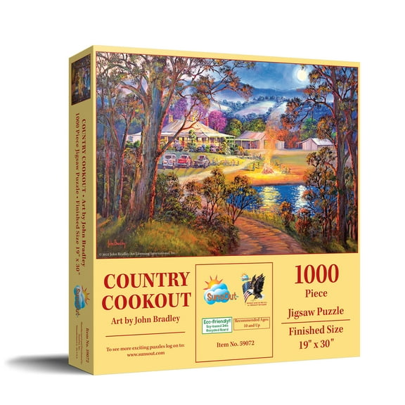SUNSOUT INC - Country Cookout - 1000 pc Jigsaw Puzzle by Artist: John Bradley - Finished Size 19" x 30" - MPN# 59072