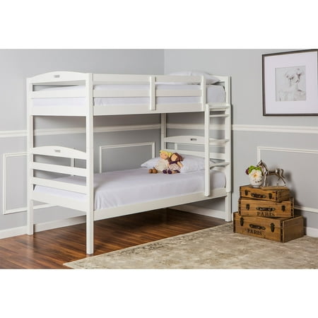 - Dream On Me Nova 2-in-1 Convertible Twin Over Twin Wood Bunk Bed, White, Box 1 of 3