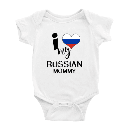 

I Heart My Russian Mommy Russia Love Flag Baby One-Pieces Baby Bodysuit (White 12-18 Months)