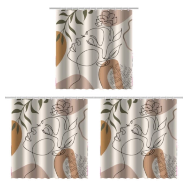 Transemion 11 Pcs Style pour Salle de Bain avec Rideau de Douche Imperméable Moderne Gain de Place Rideau de Bain en Polyester pour Salle de Bain XHBOHO-074 180x200cm 3Ensemble