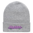 thumbnail image 5 of Skater Embroidered 12 Inch Long Knitted Beanie - Heather Grey OSFM, 5 of 5