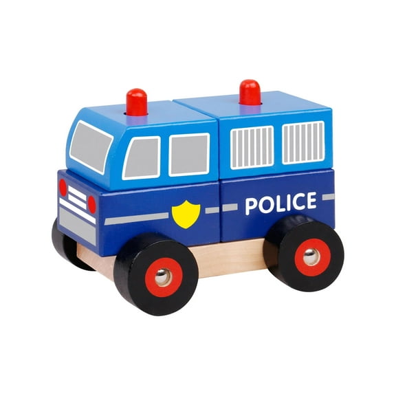 Toyster's Wooden Police Car Building Blocks Toy for Kids