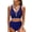 Navy Blue, variant on High Waisted Swimsuits for Women Textured Whip Stitch 2 Piece Bikini Sets V Neck Cross Back Sporty Summer Beach Bathing Suit