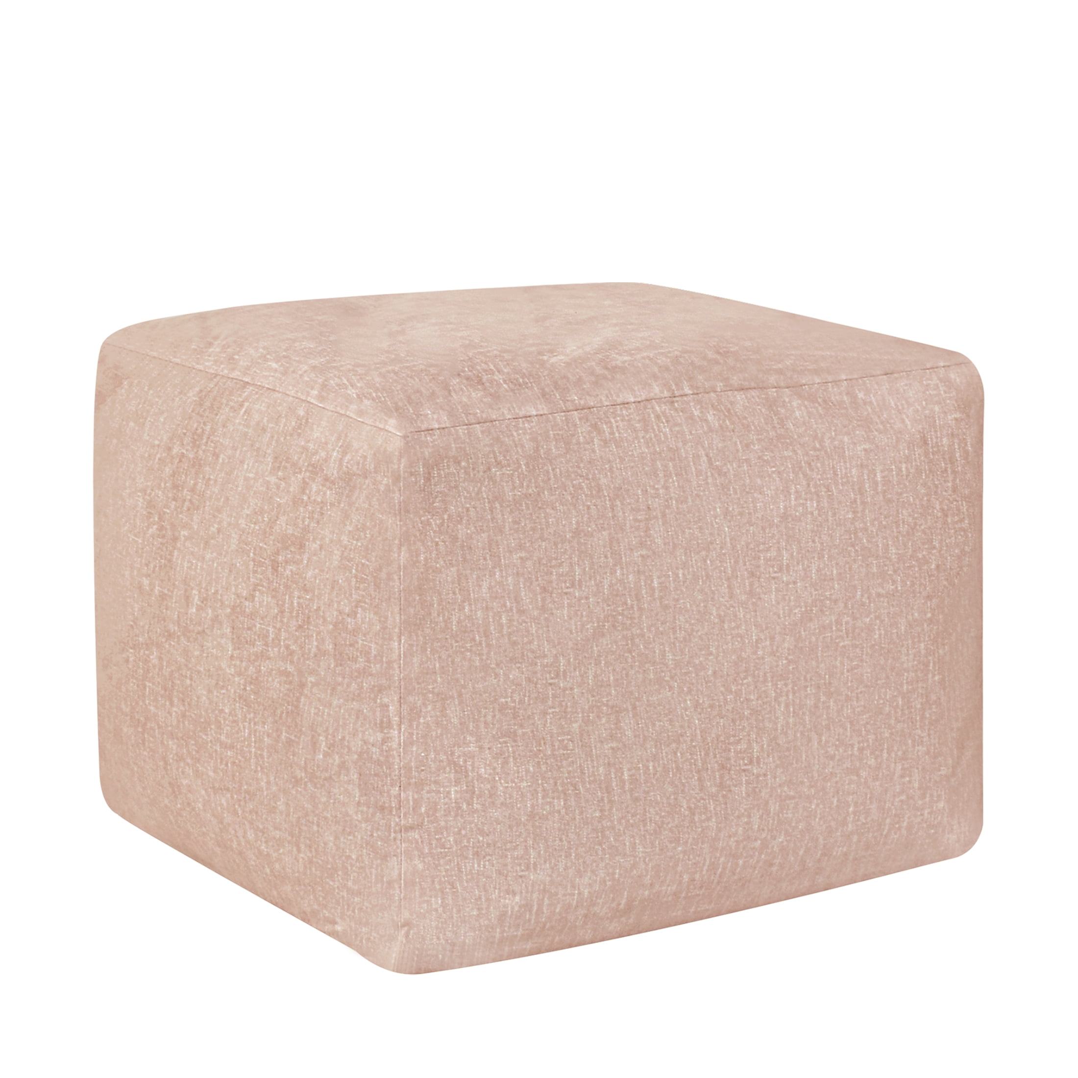 Castle Place 24" Velvet Pouf, Light Pink