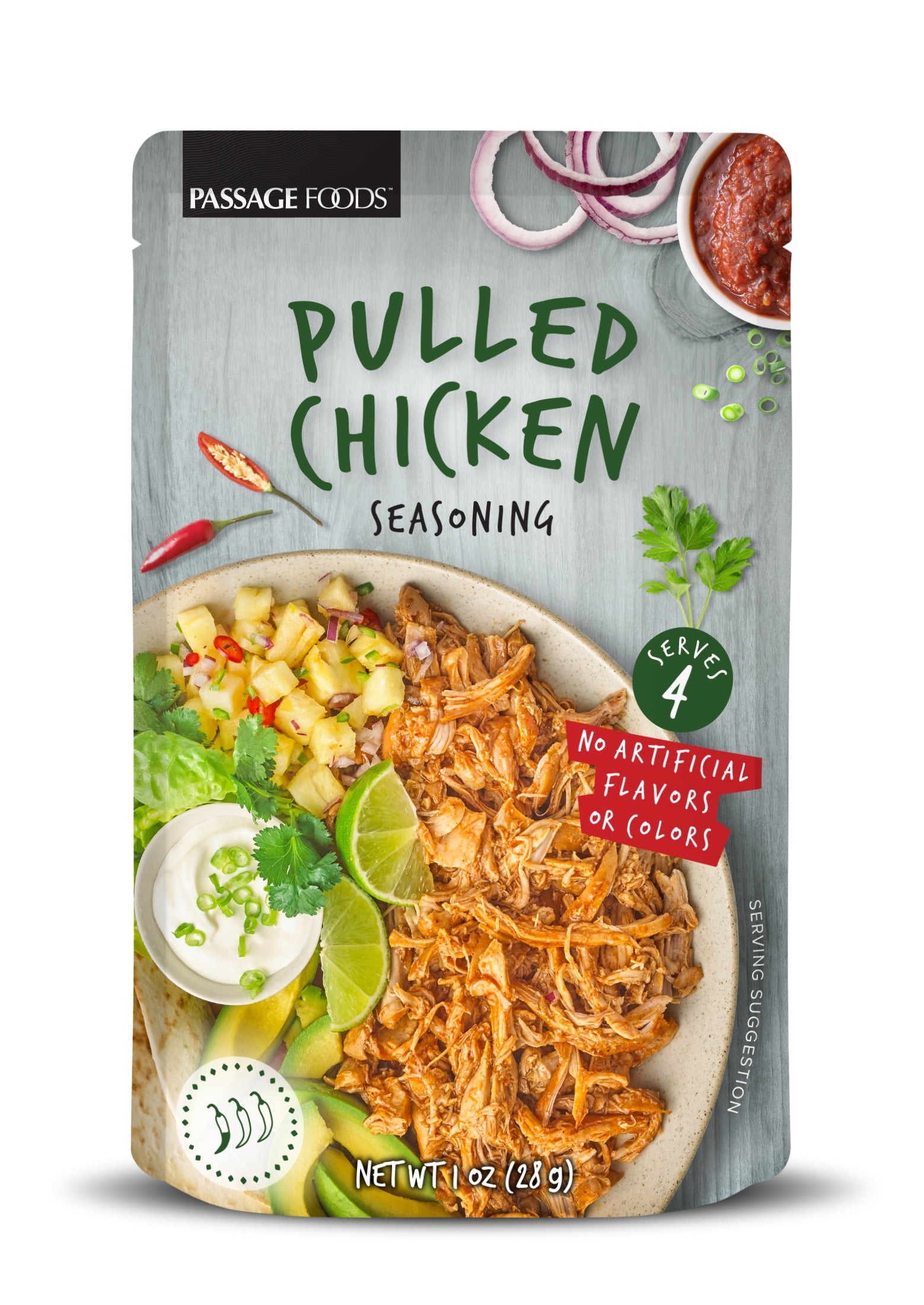 (6 pack) Passage Foods Pulled Chicken Seasoning Mix, 1 oz