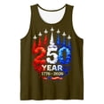 thumbnail image 5 of GrmtClth Mens 250 Years Usa Tank Top Anniversary American Flag Pattern Tee Breathable Sleeveless Top Trend 1776-2026 Print Shirts Army Green L, 5 of 6
