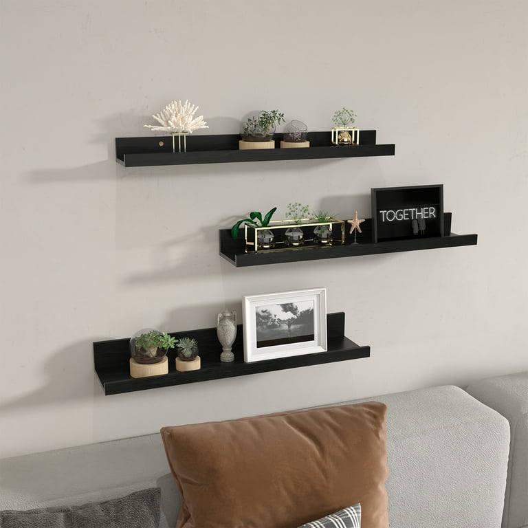 Small Black Shelf Floating Shelves Wall Decor Ledge and Hardware