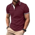 thumbnail image 2 of Mens Contrast Color T-Shirts Short Sleeve Shirt Regular Fit Casual Tee V Neck Pullover Business Formal Button Up Shirts with Pocket Summer Training Gym Tops Cotton Workwear Boys Undershirts, 2 of 5