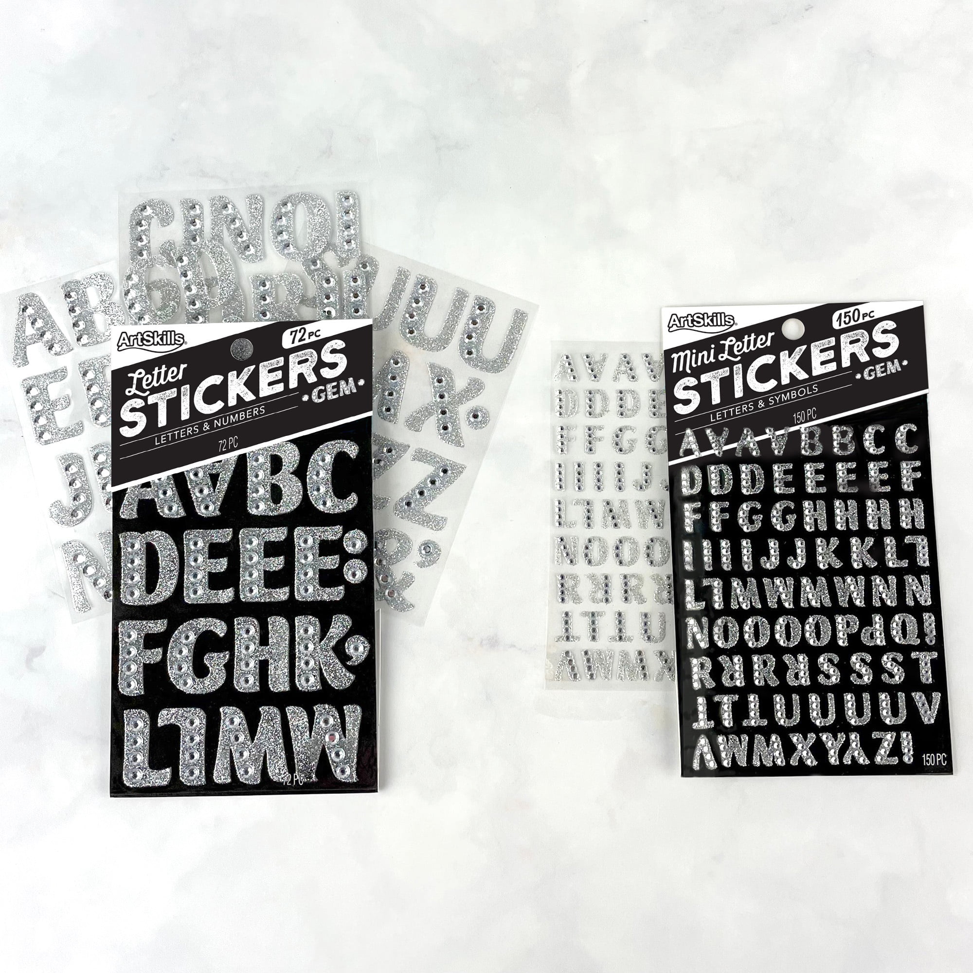 Artskills Gem Alphabet Stickers Small 12 Custom Silver Pack Of 150 - Office  Depot