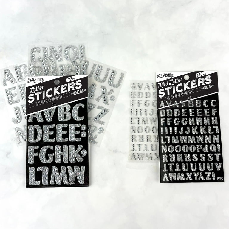 ArtSkills 1.25 in. Silver Gem Number and Letter Glitter Stickers