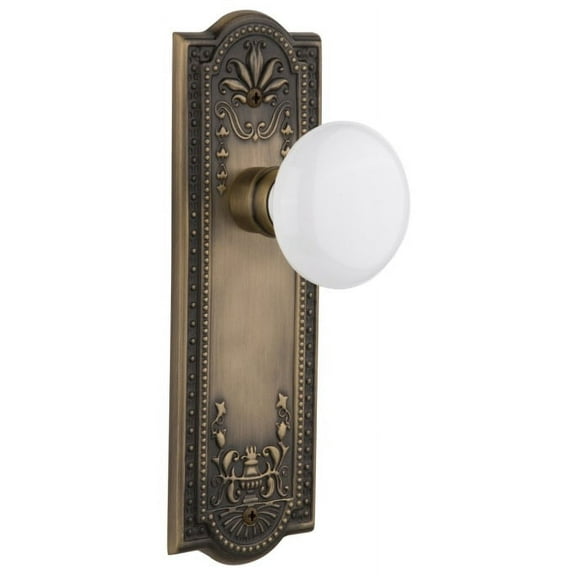 Nostalgic Warehouse Meawhi_Dp_Nk Vintage Farmhouse White Porcelain Dummy Door Knob Set -