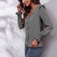 thumbnail image 1 of Camisa con cuello en V para mujer, manga larga con botones y linterna, camisa de manga larga con botones, durabilidad extendida, 1 of 5