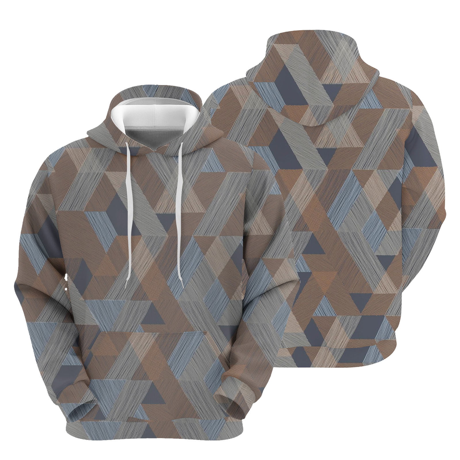 Mens Hoodies Men's Casual Hooded Top Geometric Print Shirt With