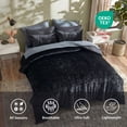 thumbnail image 3 of Regency Heights Crushed Velvet Comforter Set, 9 Piece Bed in a Bag with Comforter, Sheets, Pillowcases & Sham, Plush Soft All Season Bedding Set, Queen, Black, 3 of 9
