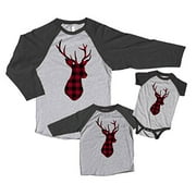 25 ate 9 Apparel Family Matching Christmas Pajama Shirts Plaid Deer Shirt
